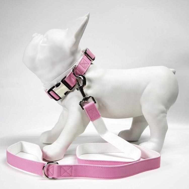 Wholesale Personalized Adjustable Luxury Custom Fashion Cotton Metal Buckle Dog Collar and Leash Set