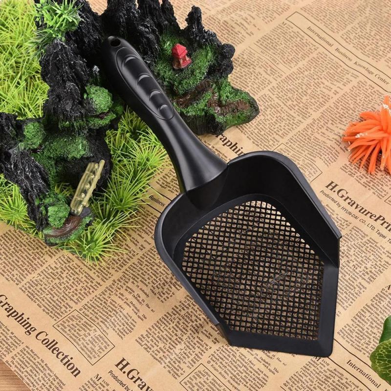 Black Color Plastic PRO-Environment Plastic Cat Shovel Sand Removing Tip Cat Litter Shovel with Fine Hole
