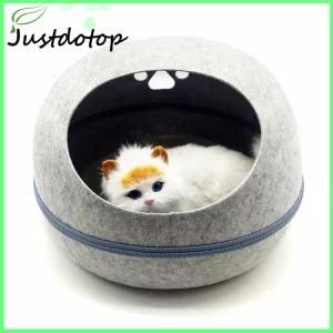 Clear 100% Wool Felt Pet Bed Soft Cat Cave Bed