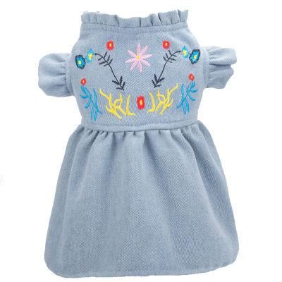 Cute Pet Apparel Summer Denim Dog Dress Pet Dog Skirt