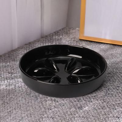 Customized Black Ceramic Cat Dog Pet Feeder Slow Food Bowl