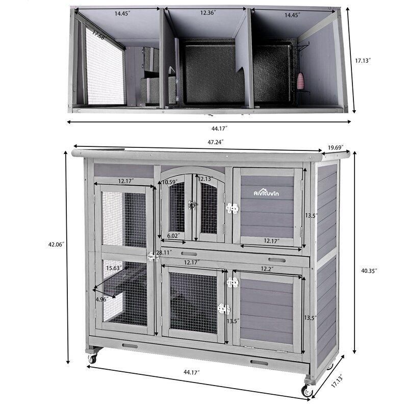 Jeterson 2 Story Small Animal Hutch with Feeder Ramp and Slide out Tray