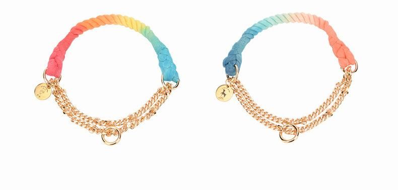 New Comfortable Placa PARA Collar Mascota Braided Gradient Luxury Dog Collar