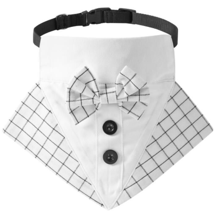 Formal Dog Tuxedo Wedding Dog Bandana Collar with Bow Tie Adjustable Dog Bowtie Collar Bandana for Small Medium Large