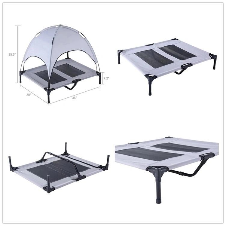 Amazon Hot Sale Pet Outdoor Products Raised Bed Sunshade Portable Dog Camping Bed Pet Tent with Canopy