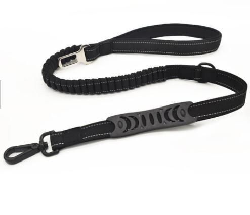 Reflective Dog Walking Training Shock Absorbing Bungee Leash with Car Seat Belt Buckle