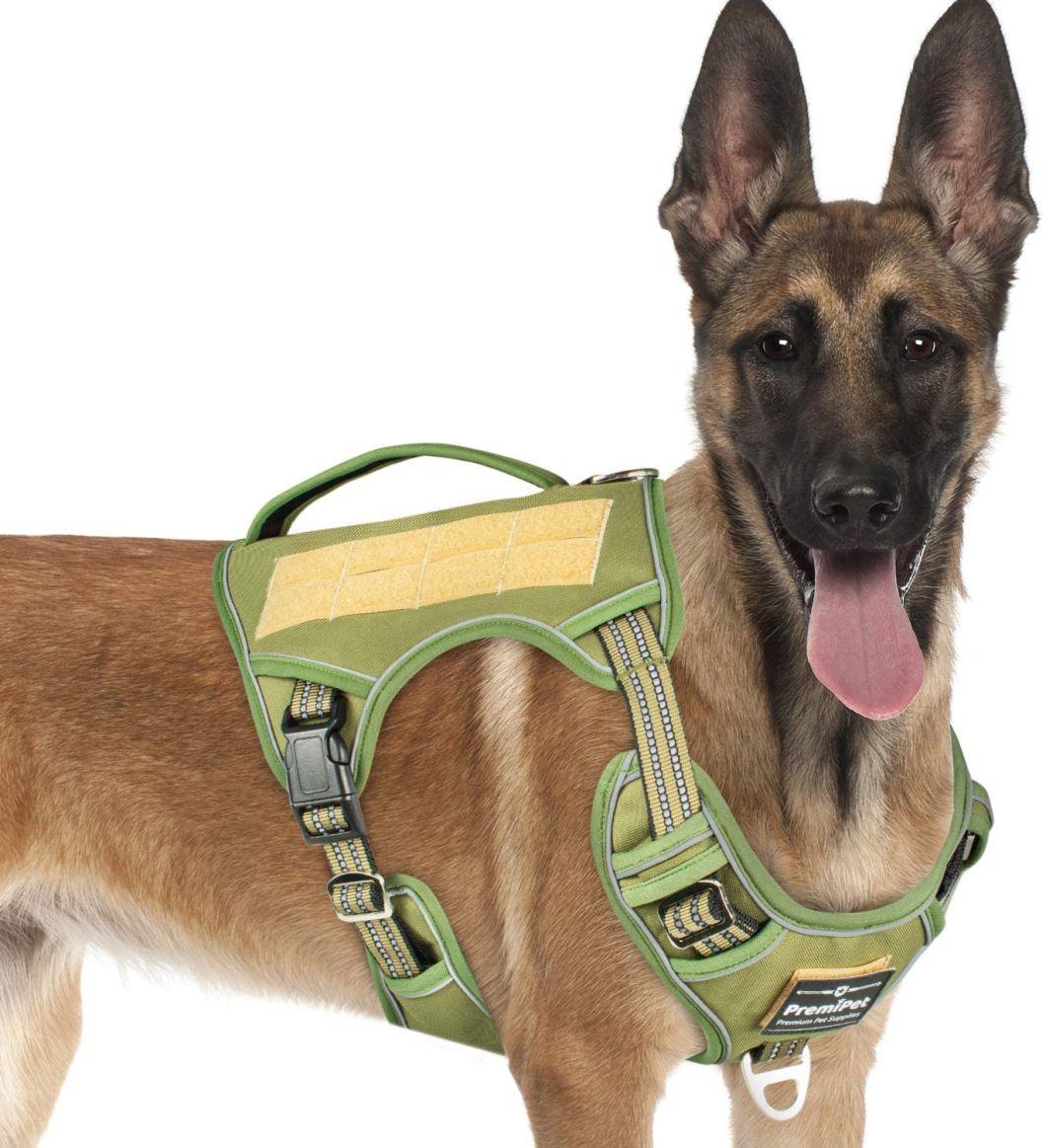 Tactical Dog Harness for Working Service Dog Training, Reflective Molle Military Vest with Vertical Handle for Medium Large Breeds
