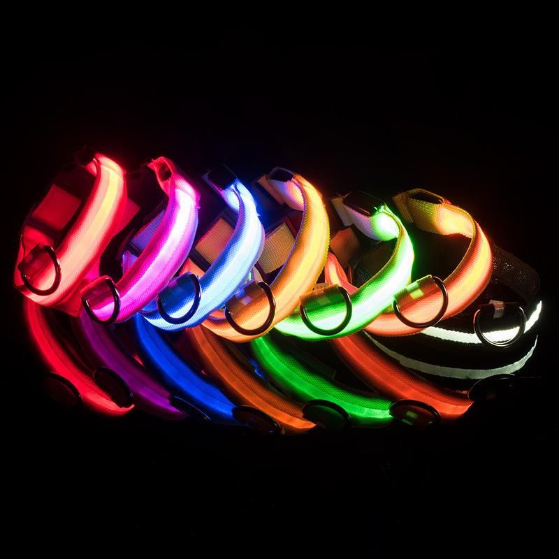 Safety USB Rechargeable Collar Night Illuminated Glowing Luminous Light Pet LED Dog Collar