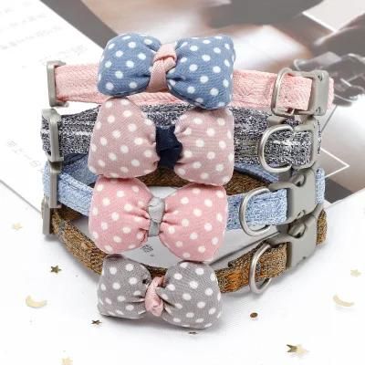 Cat Collars Cotton Striped Bowknot Necklace Tie Puppy Bandana Collar