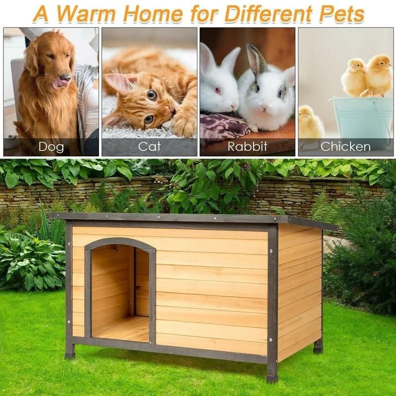 Faris Brown Wood and Metal Dog House Pet Bed