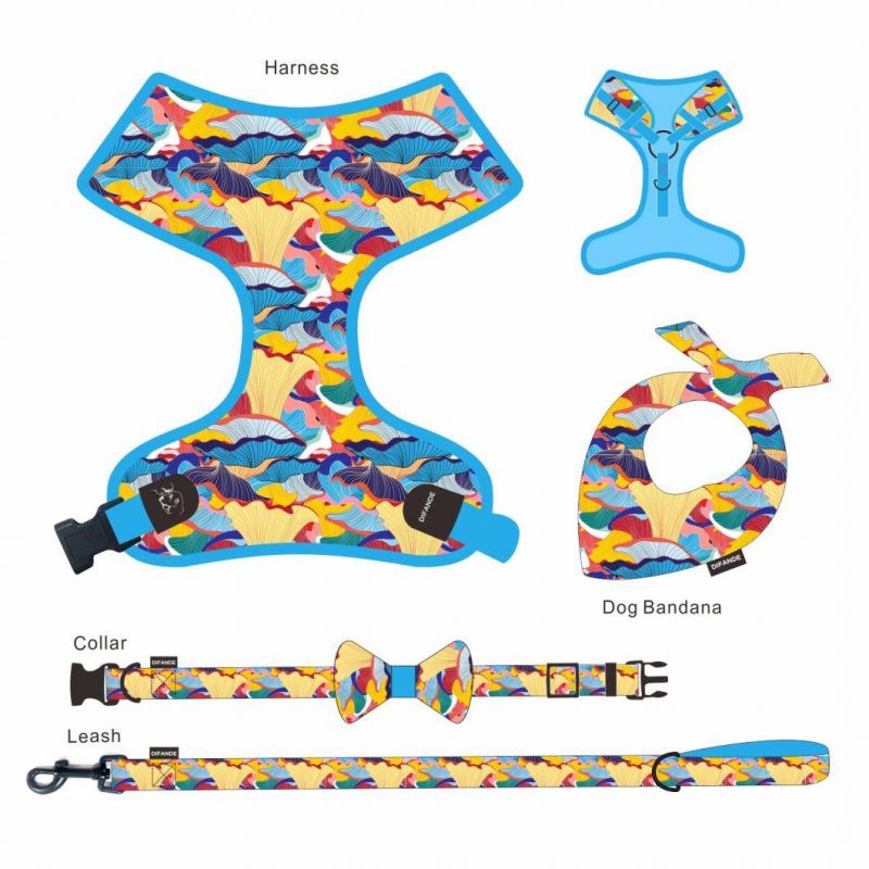 Custom Print Personalised Pretty Cute Pet Cat Dog Harness Set