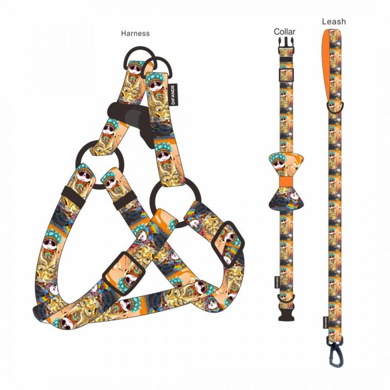 Fashion Pet Products Dog Harness Pet Vest Soft Pet No Pull Adjustable Dog Harness Leash Collar Poop Bag Bowtie Bandana Set