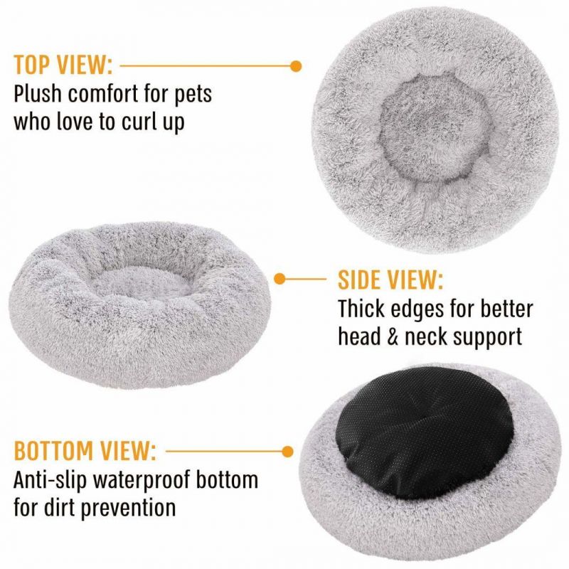 2022 Custom Design Washable Plush Calming Marshmallow Cuddler Nest Soft Fuzzy Eco Friendly Pet Cat Dog Bed Luxury Dog Bed