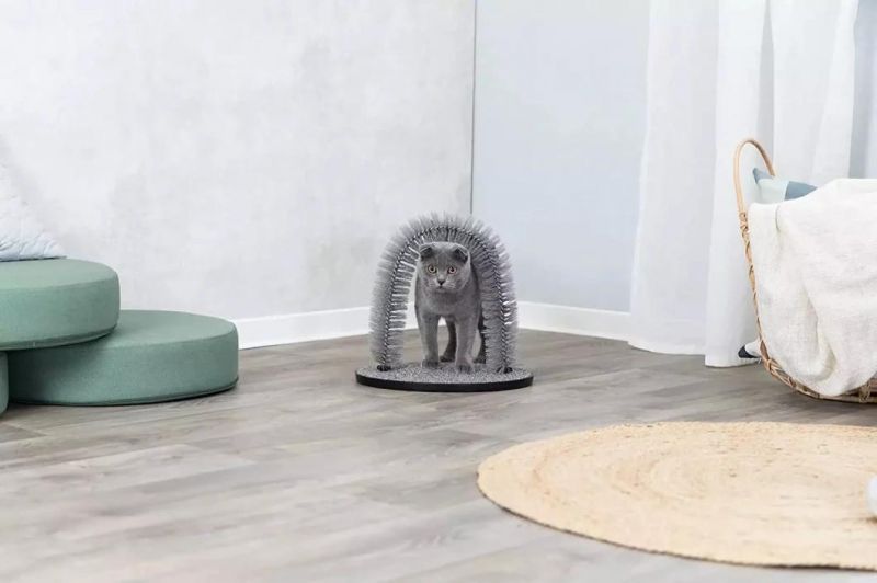 Cat Massager and Self Grooming Arch Bristle Ring Brush Carpet Base Scratcher Cat Self Groomer
