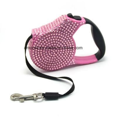 Fashionable Reshinestone Retractable Dog Leash Pet Collars &amp; Leashes