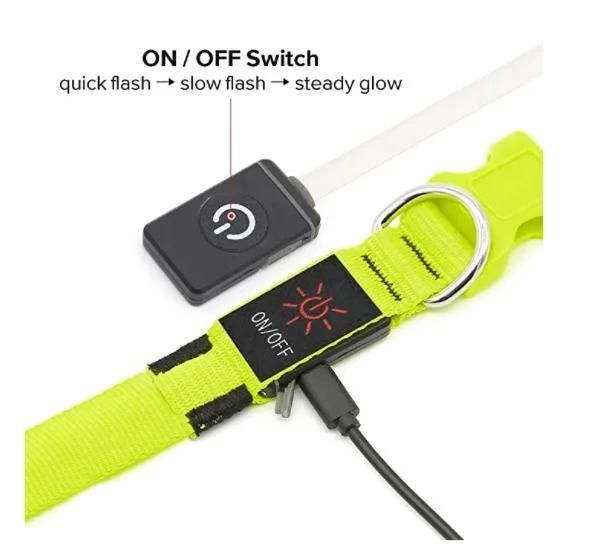 Pet Animals Safety LED Night Flashing Flashing USB Cable Adjustable Rechargeable Glow Light up LED Pet Dog Collar for Animals