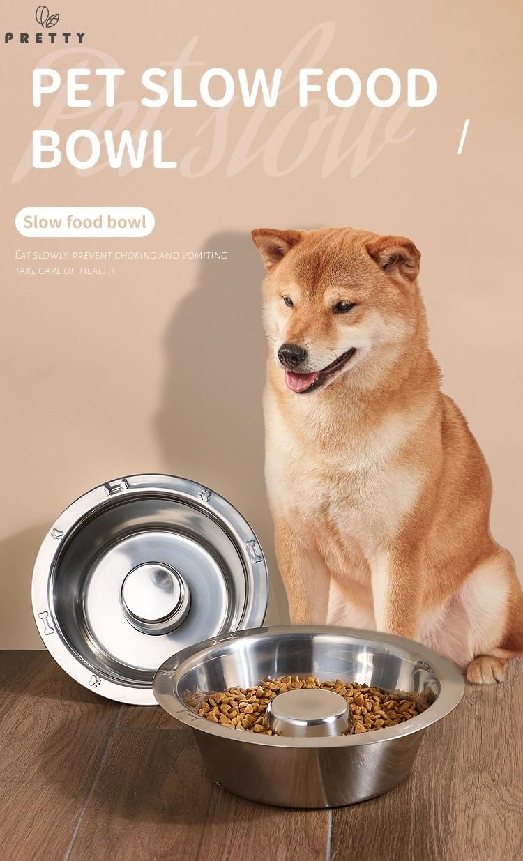 Slow Food Dog Feeder Bowls Stainless Steel Pet Bowls Preventing Choking and Stopping Bloat Eco-Friendly Stainless Feeding Bowl