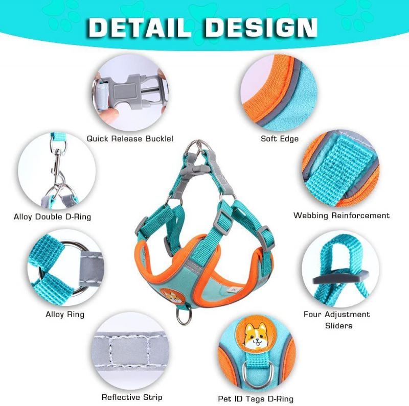 New Reflective Dog Harness for Small Dogs and Cat Escape Proof Pet Harness Set