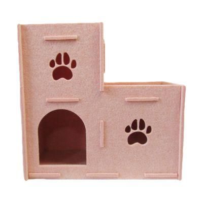 Double Floor Foldable Pink Pet Bed Pet House