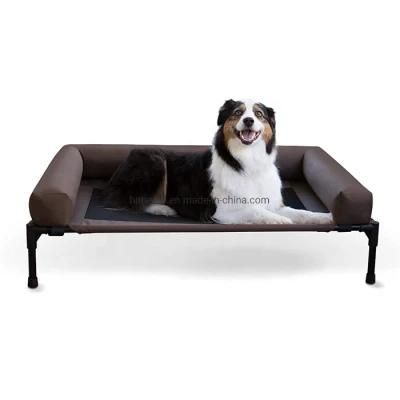 Bolster Dog Elevated Cot Bed Durable Pet Oxford Raised Dog Bed Cot with Pillow