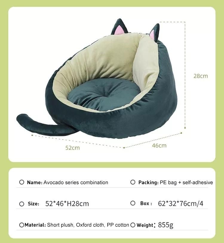 Lovely Plush Cotton Oxford Cat Round Bed for Luxury Living