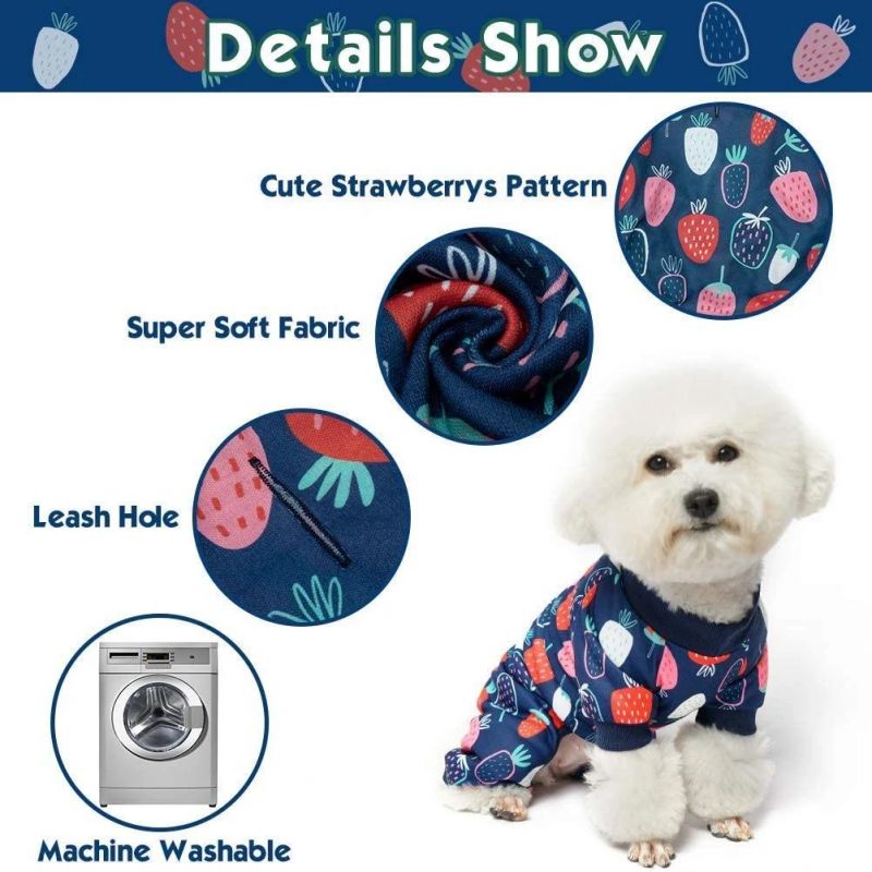 Soft Dog Pajamas Adorable Dog Apparel Jumpsuit Cute Pet Clothes with Fruit Pattern Fashionable Lightweight Puppy Jumpsuit Cotton