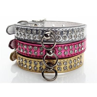 PU Leather Designers Diamond Luxury Dog Collar Gold Silvery Pet Cat Collar Accessories Wholesale