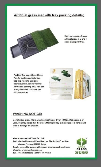 China Manufacturer High Quality Artificial Grass Puppy Pad Collection for Dogs and Small Pets