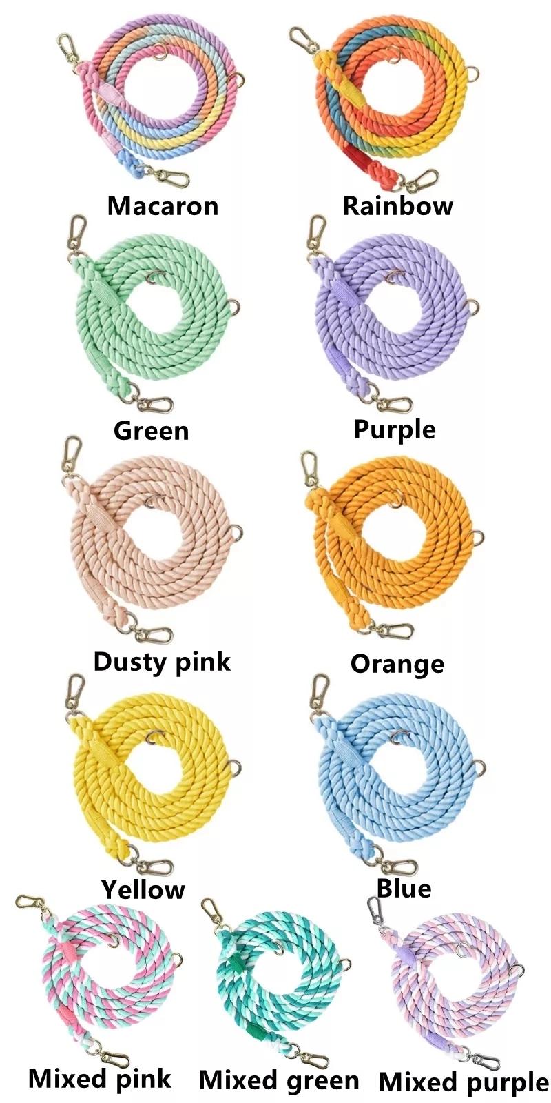 Natural Braided Green Dog Pet Collar Traction Cotton Rope Cow Leather Collar