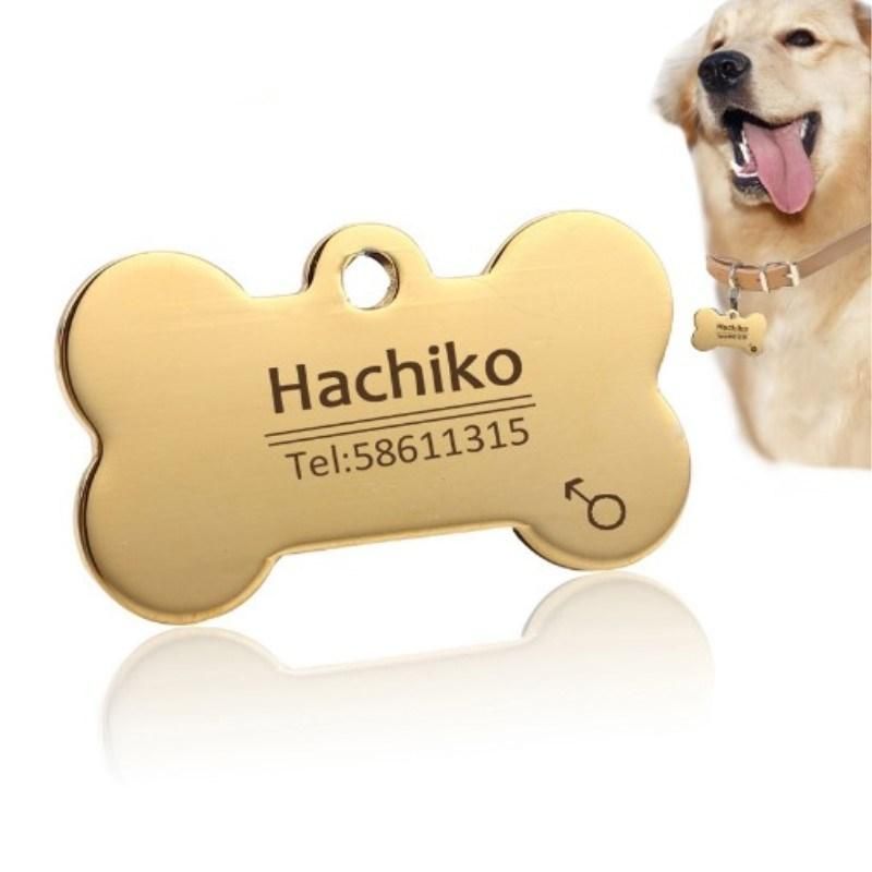 Anti-Lost Stainless Steel Dog ID Tag Engraved Pet Collar Accessories