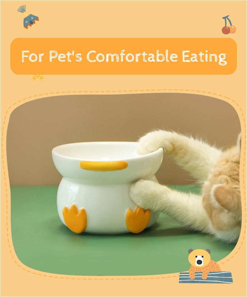 Duck Shape Easy Clean Ceramics Bowl Dog Cat Feeder Pet Feeding