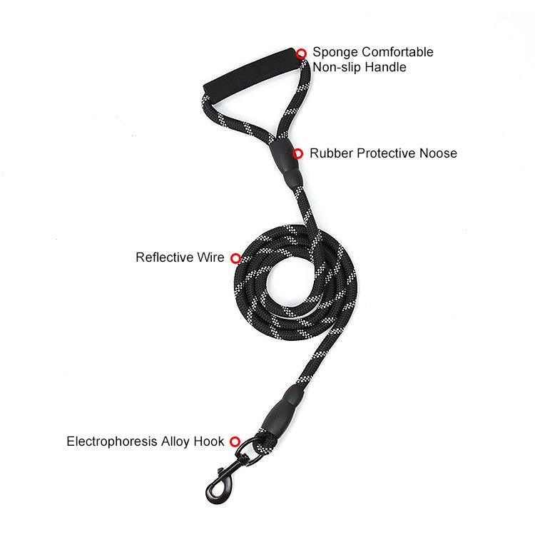 Upgrade Highly Reflective Strong Chew Resistant Plaid Nylon Dog Rope Leash with Comfortable Padded Handle