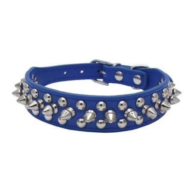 Dog Collar Soft PU Leather Mushrooms Rivet Spike Studded Pet Collar