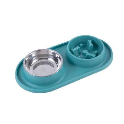 Pet Supply Durable Pet Dog Cat Double Bowl Colorful Pet Products