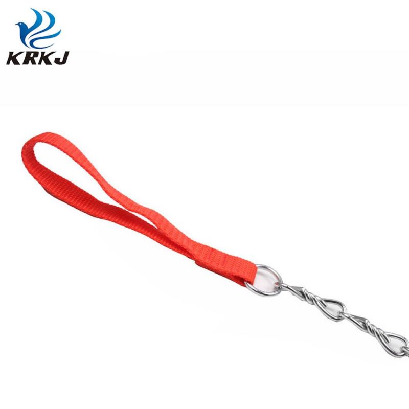 Multilayer Plating Anti-Corrosion 1.2 Meter Metal Iron Twisted Link Chain Lead with Red Handle for Dog