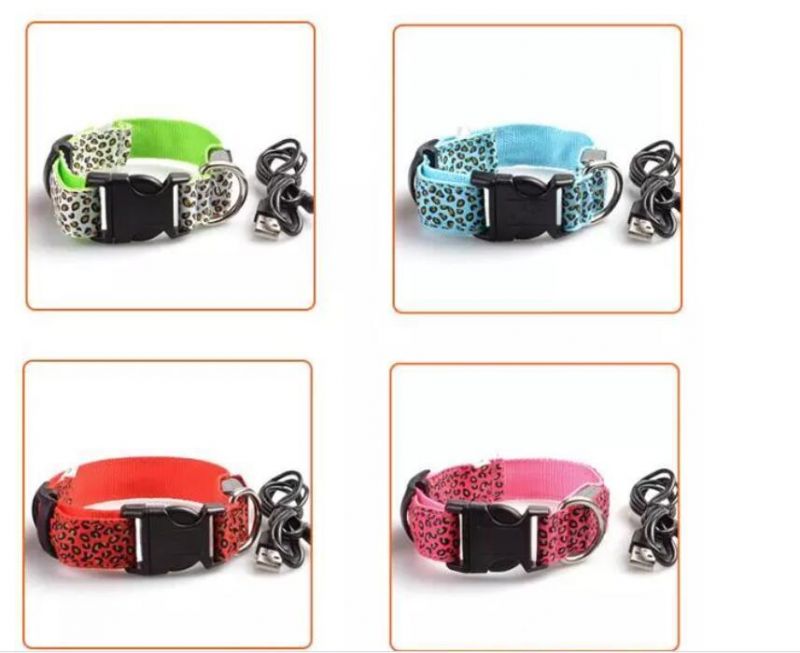 Adjustable USB Rechargeable Glow Light up LED Pet Dog Collar for Small Medium Dog