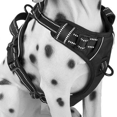 Amazon Top Selling Black Reflective Neoprene Padded Breathable Mesh Nylon Working Custom Dog Harness