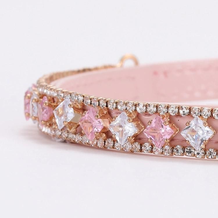 Diamond Pink Bling Dog Collar Luxury Dog Collars Designer Cat Jewelry Necklace Pet Accessories