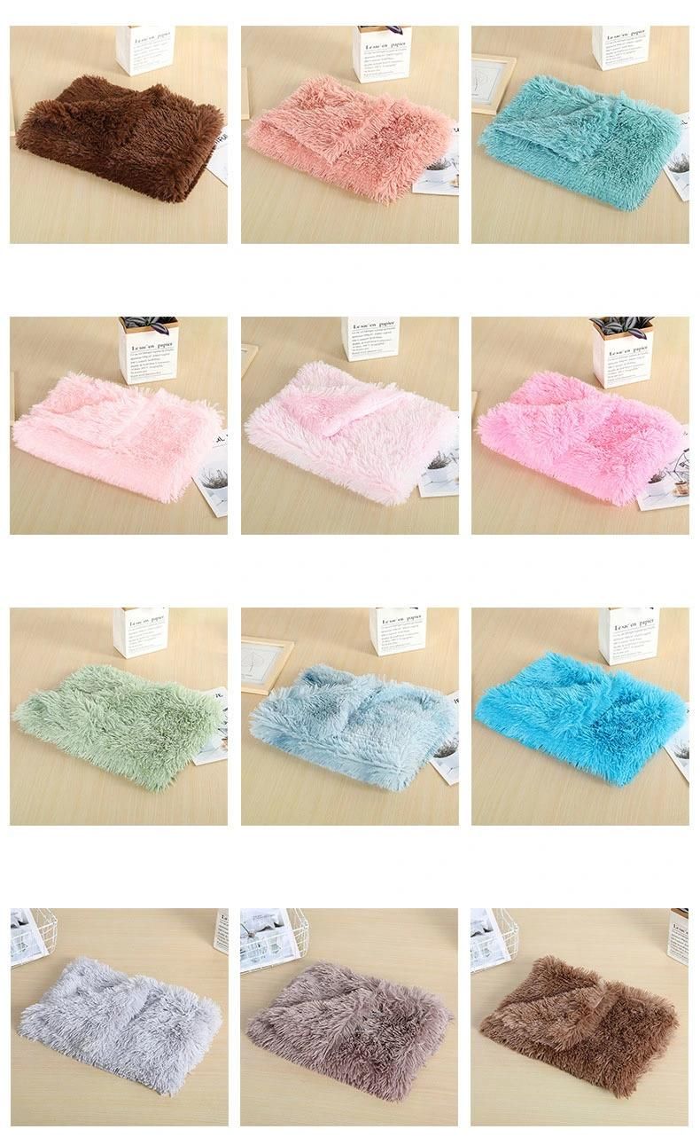 Plain Colors Plush Fluffy Fur Dog Blanket, Warm Pet Cat Cushion