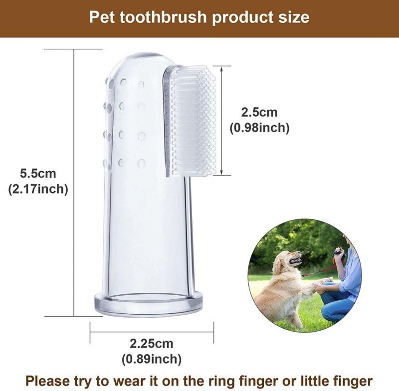 Classic Style DOT Raised Design Massage Tongue Coating Set of Fingers Dog Toothbrush