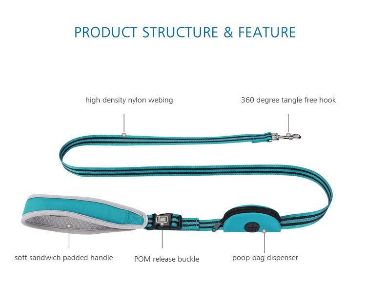 High Quality Reflective Nylon Leash Dog Multifunctional Dog Leash Set with Poop Bag Dispenser Innovative Leash Dog for Training