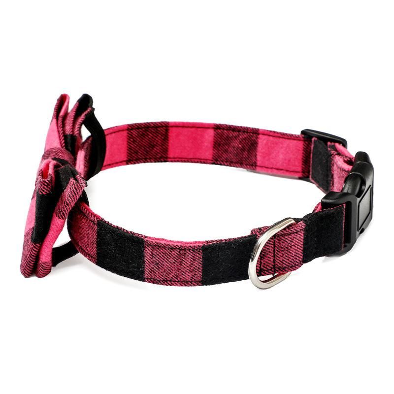 Small Medium Large Dogs Bowtie Pet Collar, Cotton Striped Colorful Plaid Adjustable Dog Collars//