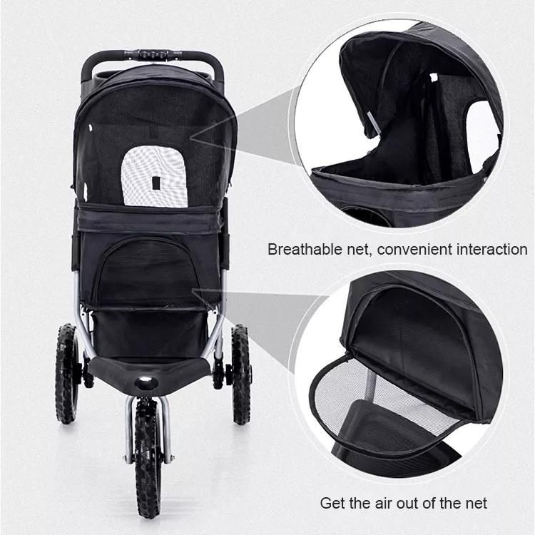 Portable Double Brake Pet Stroller One Hand Fold up Pet Stroller for Dogs and Cats