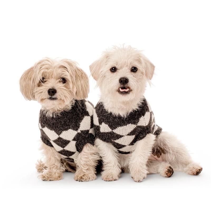 Fashion Checkerboard Turtleneck Sweater Knitted Dog Accessories Apparel Pet Clothes