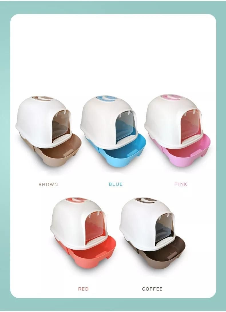 Wholesale Multi-Colors Fron-Lift Drawer Type Plastic Cat Litter Box Big Enclosed Cat Toilet Box with Shovel