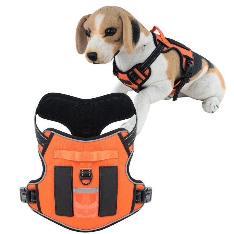 Outdoor Adjustable Pet Vest Safety Glow Flash Big Dog Harness Vest Metal Buckle Collar Nylon Tactical Dog Rope Leash
