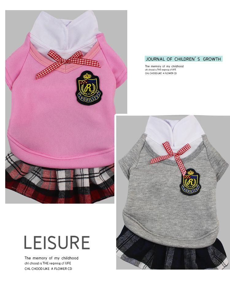 Luxury Cute Campus Style Sleeveless Summer Dog Shirt Sundress Pet Dog Dress