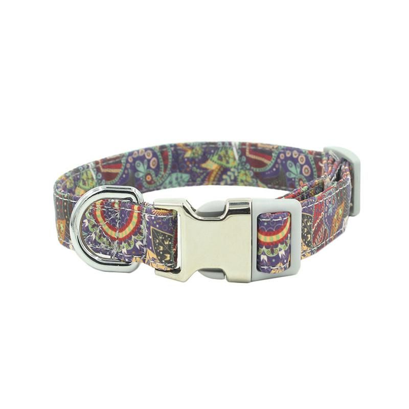 Beautiful Chrysanthemum Pet Collar with Metal Buckle