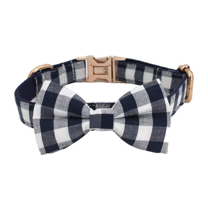 Amazon High Quality Elegant British Plaid Adjustable Breakaway Pet Cat Dog Collar with Bow Tie, Plaid Collars Adjustable Bowknot Pet Dog Collar