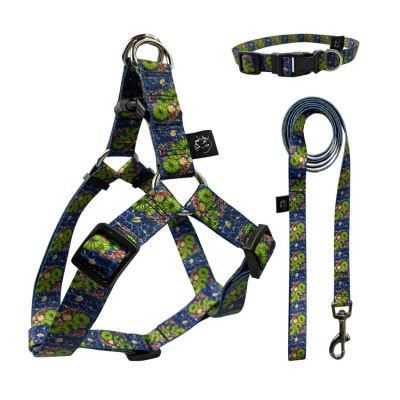 High Quality Padded Nylon Dog Harness Pet Custom Pattern Harness Leash